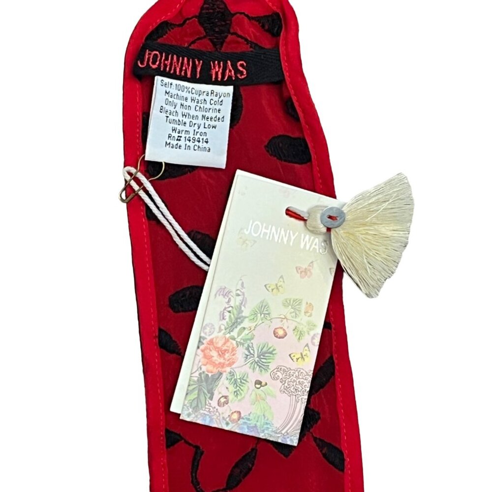 Johnny Was Red Embroidered Waist Belt with Black Motif - Picture 4 of 4